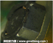 使用銀(Ag)鍍層的電源電感器(Power Inductors)，經(jīng)過推力測試后，零件端點上已經(jīng)看不到任何鍍層的痕跡了，所以其耐推力就比較小。
