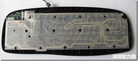 現(xiàn)在的電腦鍵盤拆開被蓋后就只看到一片約5mmx3mm的電路板及兩片取代原本電路板的PTF。