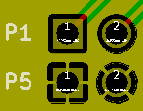TOP層鋪鋪的狀態(tài)，到下方排pad為GND，連接GND Copper zone 都是設(shè)定Thermal relief Pad
