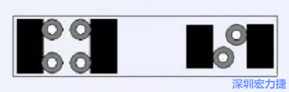 對于大尺寸的電容，比如板級濾波所用的鉭電容，推薦用圖中的安裝方法