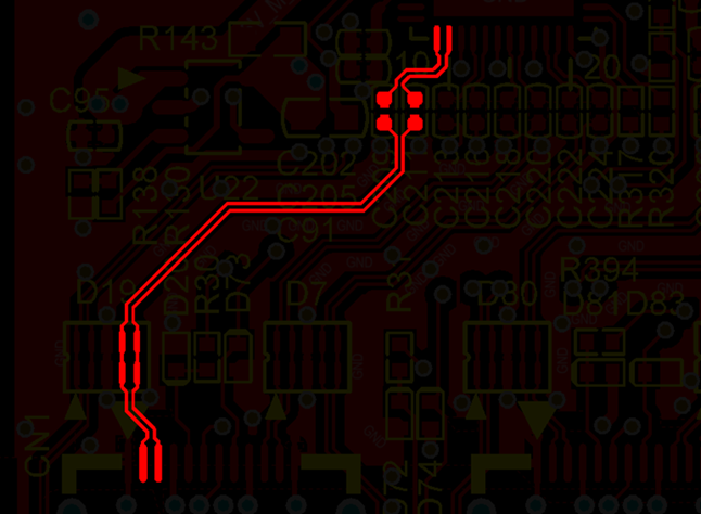 差分線盡量走等長線、等距，避免時(shí)序偏差及共模干擾